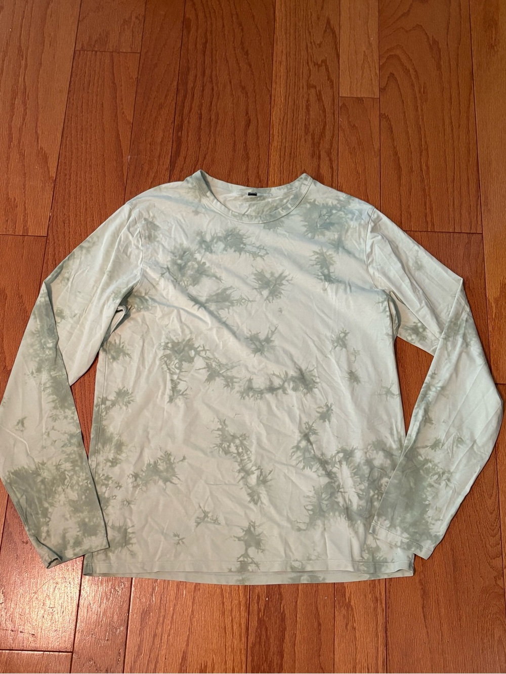Men's Lululemon Fundamental Cotton Light Green Tie-Dye Long Sleeve Shirt Sz M